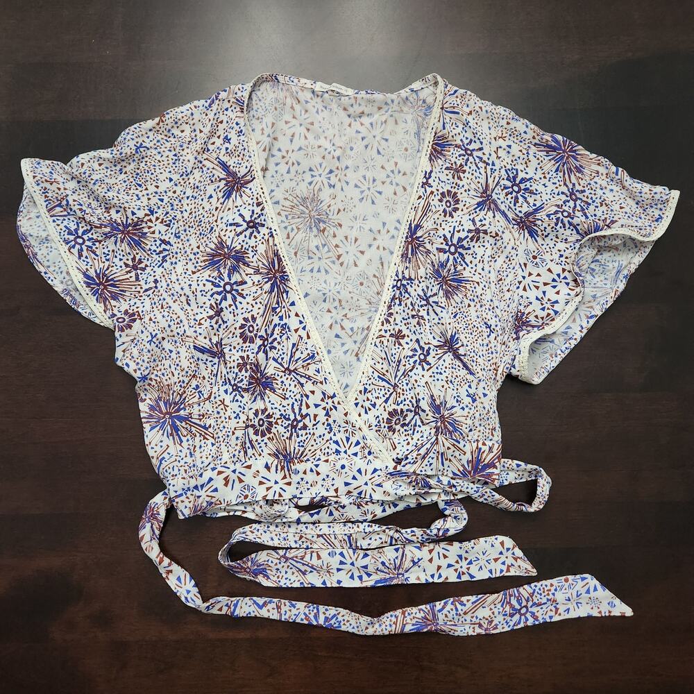 Poupette St Barth Georgette Wrap Crop Top Size Medium
